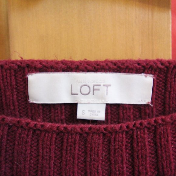 LOFT Dark Red Boatneck Tunic Sweater - Picture 5 of 6